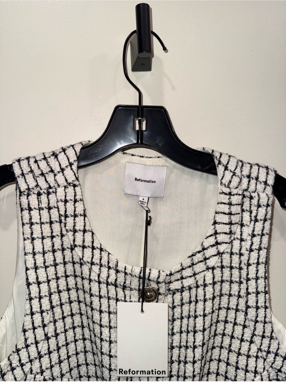 NWT Reformation Tropez Mini Dress Sz 4 cream black Check
Tweed - Picture 7 of 9